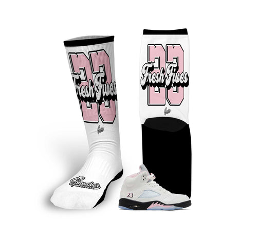 Retro 5 Soft Pink Fresh Fives Socks