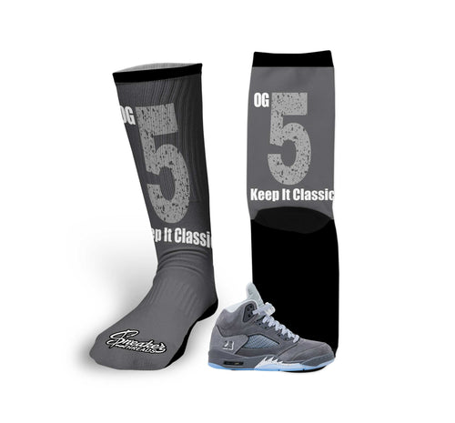 Retro 5 Wolf Grey Keep it Classic Socks