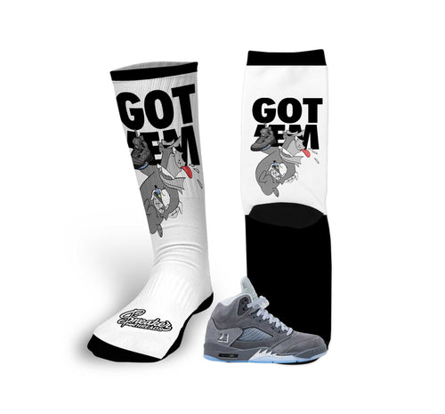Retro 5 Wolf Grey Finessed Socks