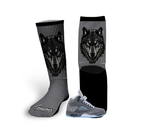 Retro 5 Wolf Grey Fearless Socks