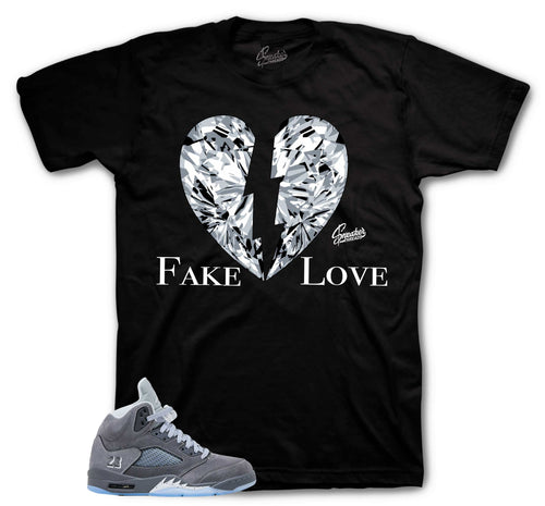 Retro 5 Wolf Grey Fake Love Shirt