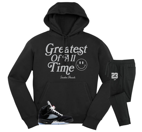 Retro 5 Black Metallic Goat Hoodie Jogger Set