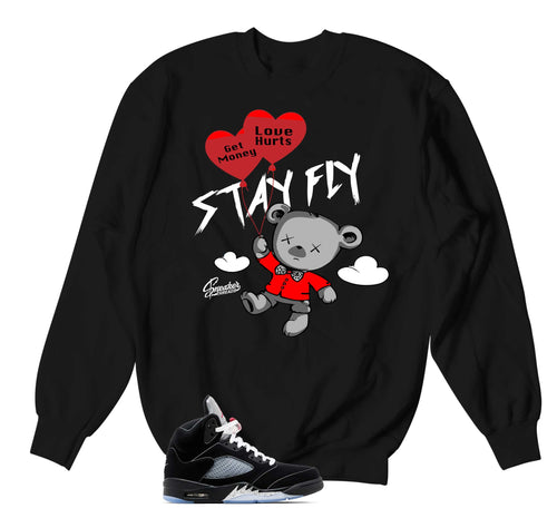 Retro 5 Black Metallic Money Over Love Sweater