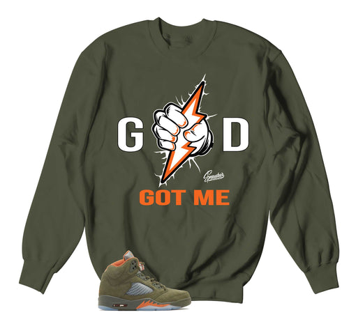 Retro 5 Olive God Got Me Sweater