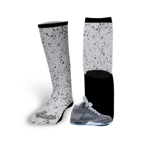 Retro 5 Wolf Grey Cement Socks