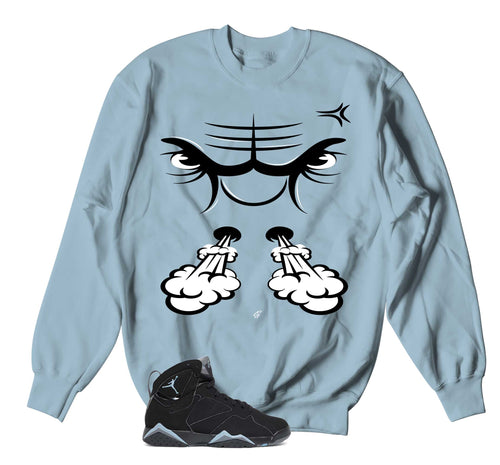 Retro 7 Chambray Raging Face Sweater