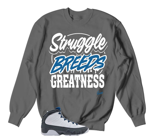 Retro 9 Flint Grey Struggle Breeds Sweater