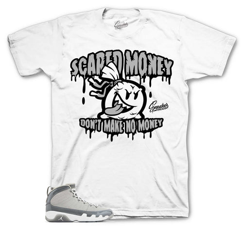 Retro 9 Cool Grey Scared Money Shirt