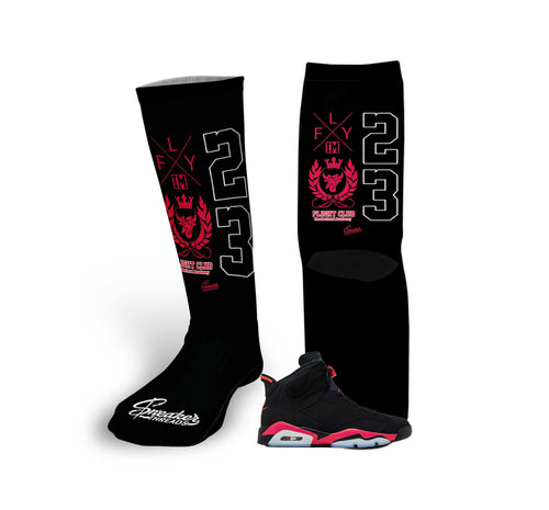 Retro 6 Infrared Crest Socks