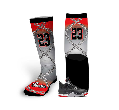 Retro 4 Bred 23 Chains Socks