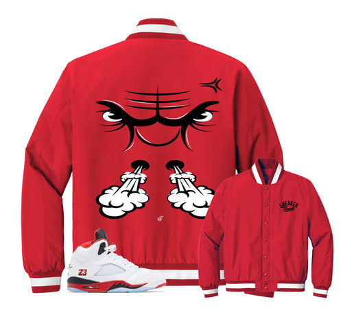 Retro 5 Fire Red Raging Face Insulated Jacket