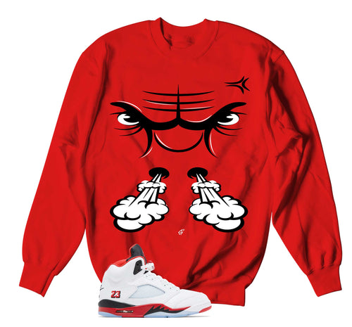 Retro 5 Fire Red Raging Face Sweater