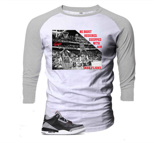 Retro 3 Black Cement No Boost Required Raglan