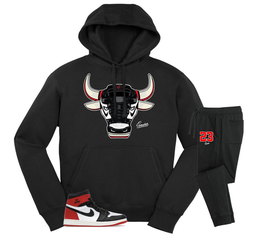 Retro 1 Black Toe War Bully Hoodie Jogger Set