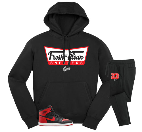 Retro 1 Bred Fresh Klean Hoodie Jogger Set