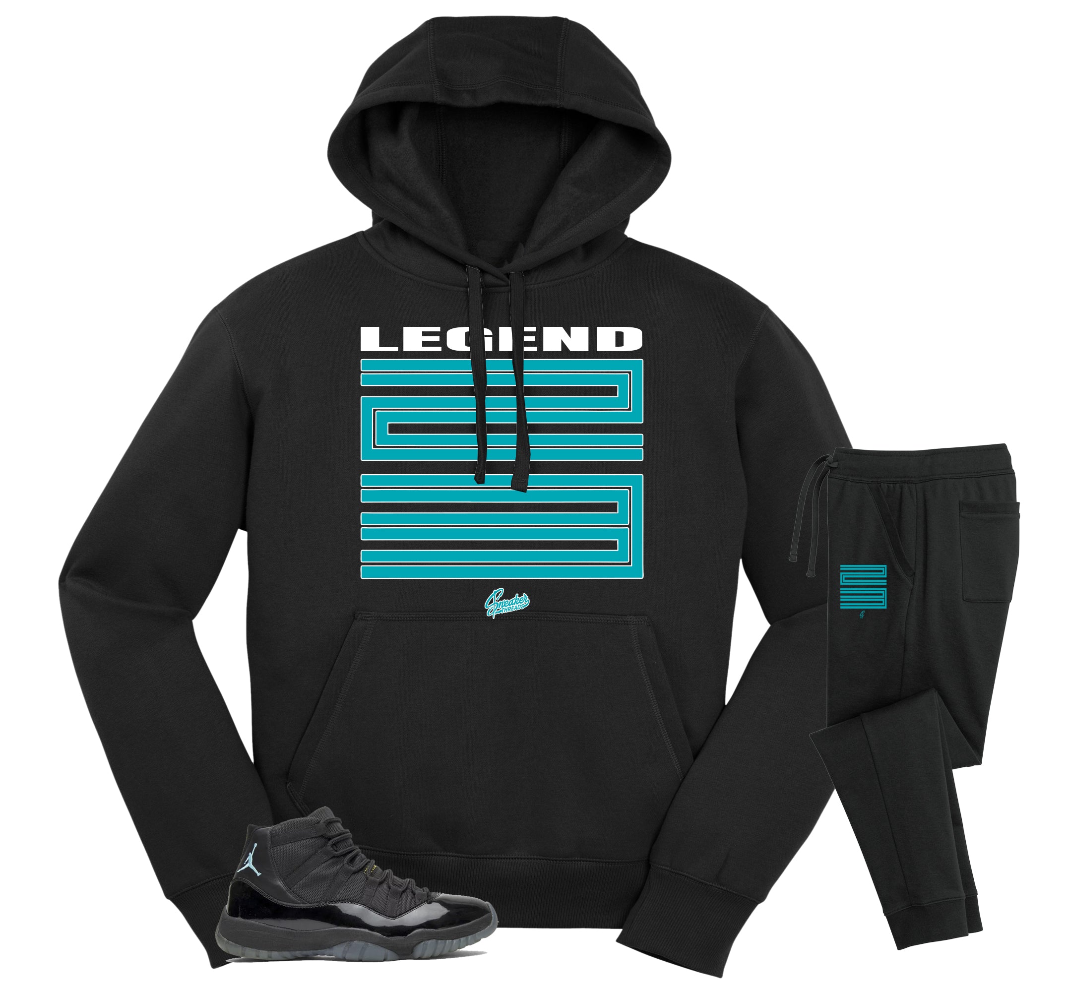 Hoodie \u0026 Jogger Set Match Jordan 11 Gamma Blue Outfits | shield sweatsuit, image size:2151x2000