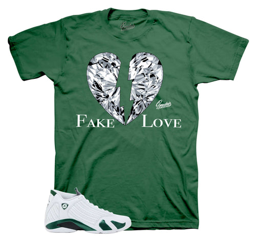 Fake Love Graphic T-Shirt | Jordan 14 Forest Green