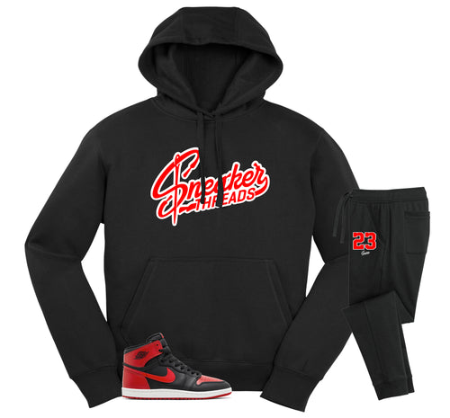 Retro 1 Bred Sneaker Threads Hoodie Jogger Set
