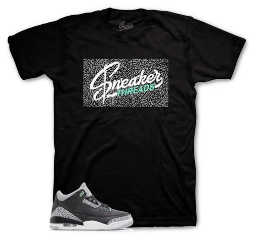 Retro 3 Green Glow Sneaker Threads Box Logo Shirt