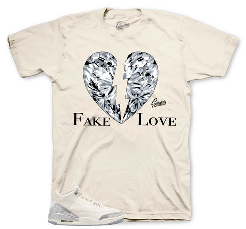 Retro 3 Sail Cement Grey Fake Love Shirt