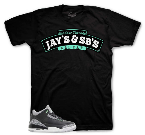 Retro 3 Green Glow Jays & Sbs Shirt