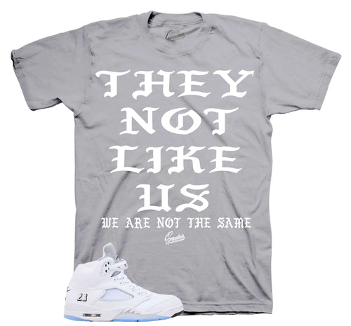 Retro 5 White Metallic Not Like Us Shirt