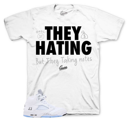 Retro 5 White Metallic They Hating Shirt