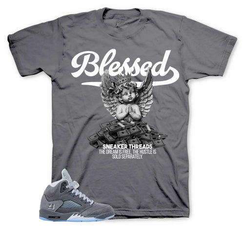Retro 5 Wolf Grey Blessed Shirt