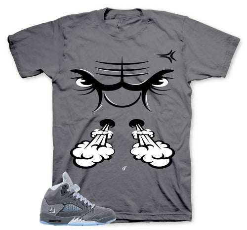 Retro 5 Wolf Grey Raging Face Shirt