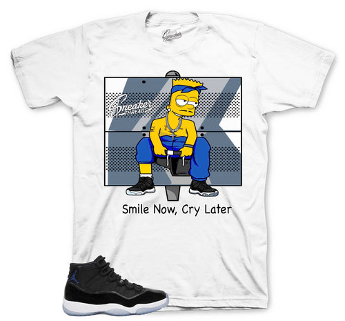 Smile Now Cry Later Graphic T-Shirt | Jordan 11 Varsity Royal Space Jams