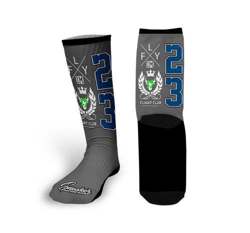 Retro 13 Flint Grey Flight Crest Socks