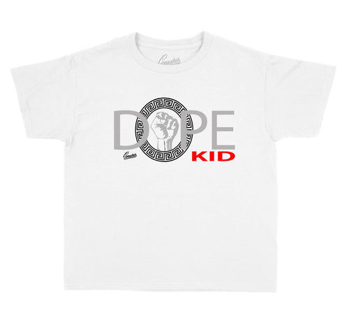 Shirt collection made to match the kids Jordan 12 dark grey sneakers