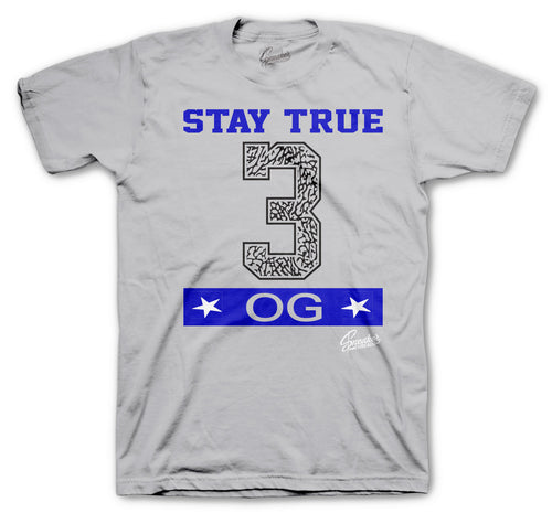 Blue Cement Jordan 3 sneakers matching with guys t shirts perfectly