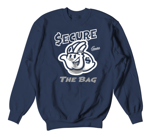 Midnight Navy Jordan 1 sneaker collection to match with mens crewneck sweaters