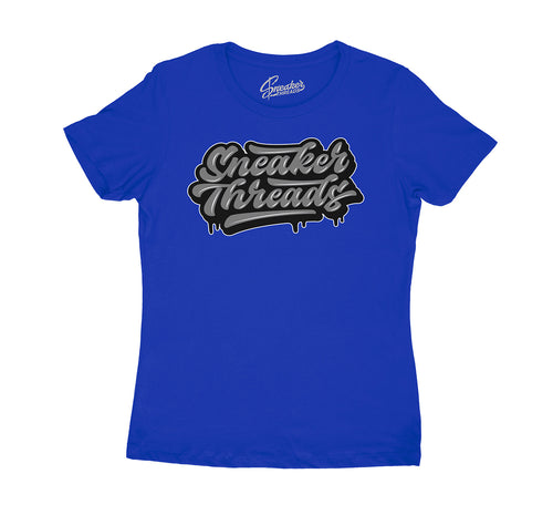 Females Jordan 10 royal blue sneaker has ladies tees to match