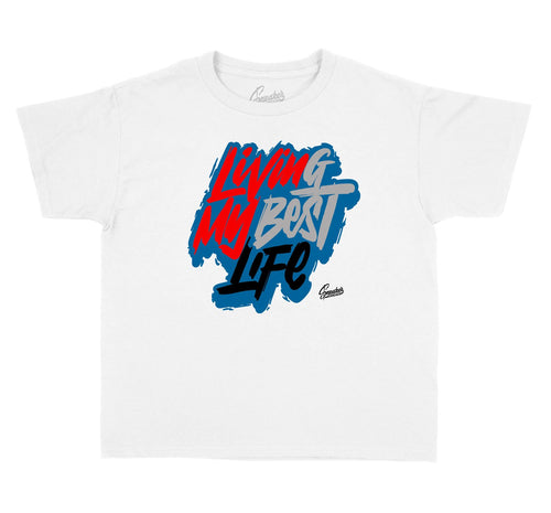 Kids tees created to match the Jordan 4 what the four sneaks