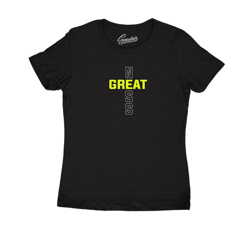 Jordan 4 neon volt retro sneaker collection matches with girls tees