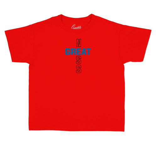 collection of shirts made for kids designed to match the Jordan 4 what the 4 sneaker 