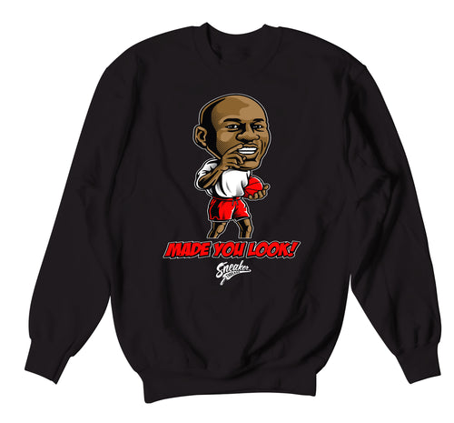 sweater designed to match the Jordan 4 fire red sneaker collection 