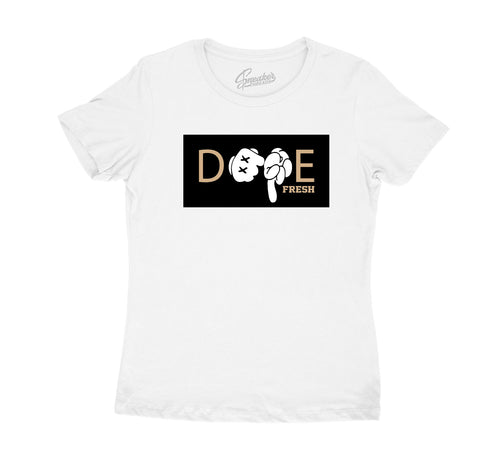 Womens shirt collection has matching sneaker mushroom Jordan 4 