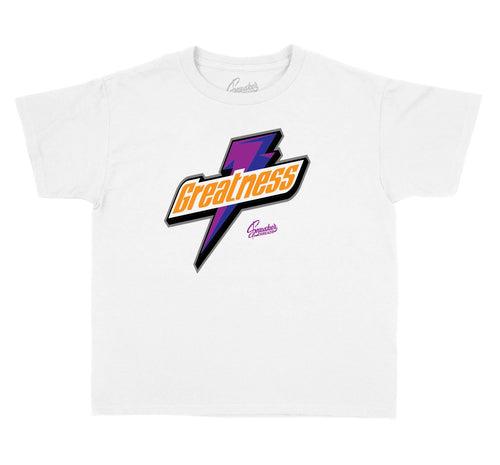 Collection of shirts designed for kids matching Jordan 4 rush violet shoes