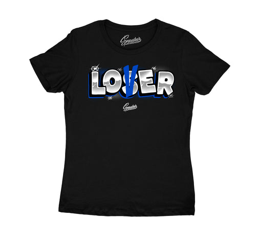 Ladies tee collection to match Air Jordan 5 Racer Blue Sneaker collection