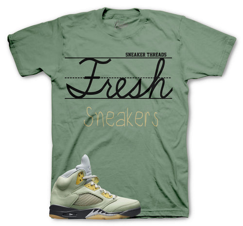 Sneaker tees to match Air Jordan 5  Jade horizon AJ5 shirts.