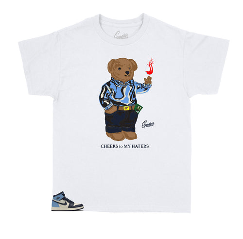 Jordan 1 UNC Obsidian kids sneaker matching kids tees designed to match the unc obsidian sneaker 