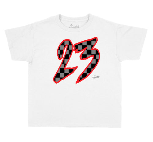 Collection of shirts for kids designed to match the Jordan 12 dark grey sneakers