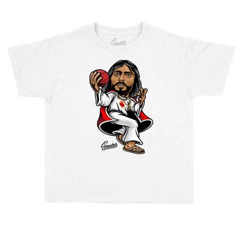 children t shirts made to match the Jordan 4 fire red sneaker collection 