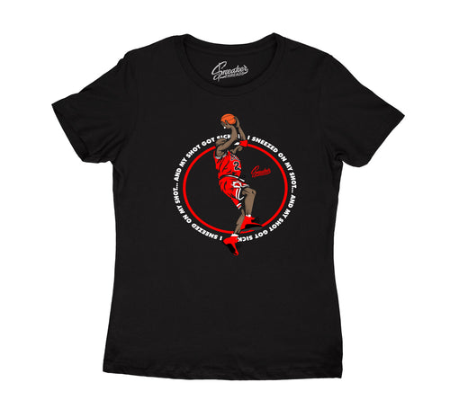 T shirt for women matches with Jordan 12 flu game sneaker collection 