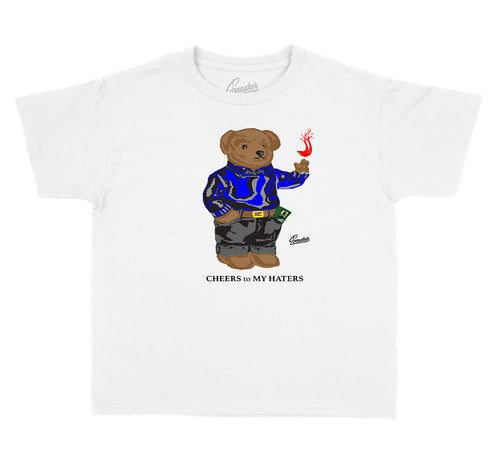 Kids sneaker tees match retro 12s game royal shoes.