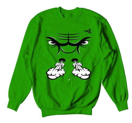 Retro Jordan 1 pine green sneaker collection that matches a crewneck sweater collection 