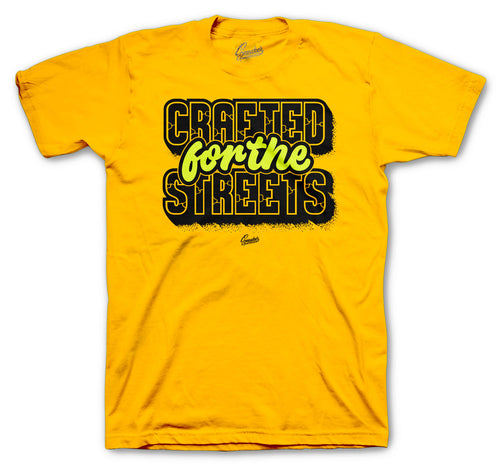 T shirt collection matches with mens Jordan 1 volt gold sneaker collection 